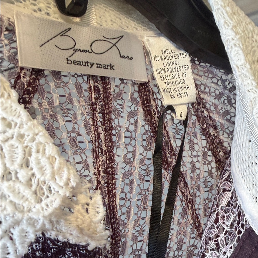 Byron Lars Purple and White Midi Dress with Pleated Lace Details-NEW - Picture 5 of 5
